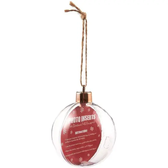Round Photo Ornament for Christmas Tree Decor (2.75 x 4.7 in, 4 Pack) Clear {5}