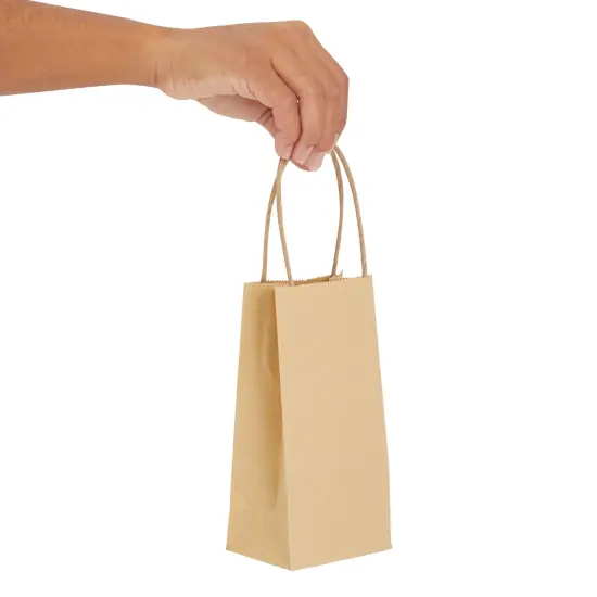 50-Pack Small Brown Gift Bags with Handles - Small Kraft Paper Bags for Birthday, Retail, Crafts (3.5x2.4x7 In) {6}