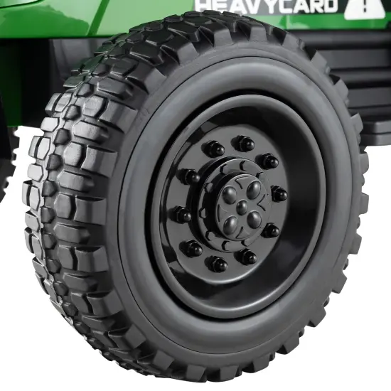 Green Plastic 12V 2-in-1 Kids Ride On Tractor with Trailer, 3-Gear Shift, Battery-Powered {2}