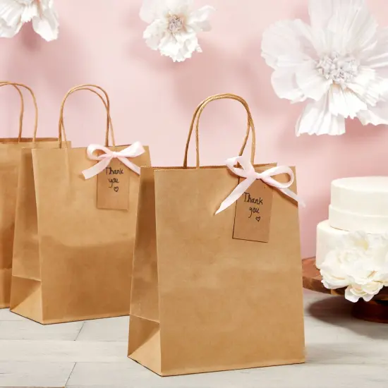 12 Pack Medium Paper Bags with Handles, Bulk Brown Bags for Party Favors, Goodies (8 x 4.75 x 10 In) {3}