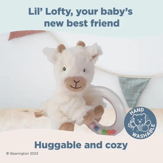 Bearington Lil' Lofty 5.5 Inch Giraffe Baby Rattle - Soft Rattles for Babies 0-6 Months - Baby Rattles & Plush Rings Baby Giraffe Rattle White {5}