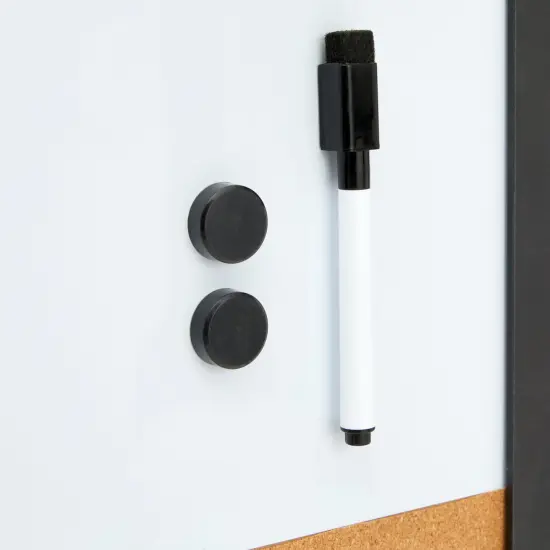 Juvale Message Command Center & Wall Mounted Organizer, Family Office Whiteboard, Chalkboard, Cork Board Combo, Mail Inbox Sorter, Key Hooks & Magnets (21.9 x 18.2 x 0.6 inch) Black {7}