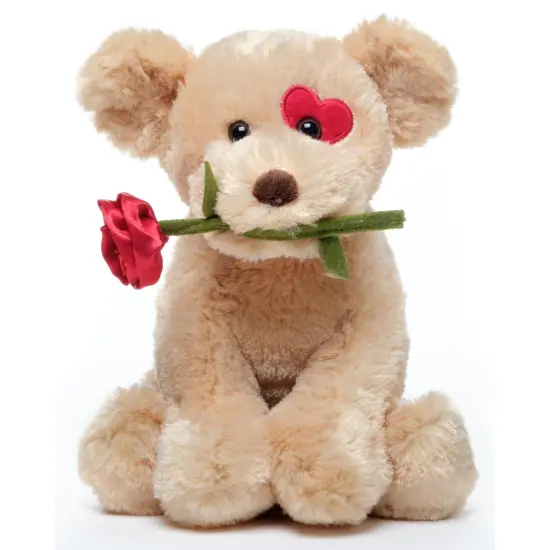 Bearington Conner Cuddlesmore The Valentine's Stuffed Animal, 11 Inch Stuffed Animal Dog, Ideal for Valentine's Day Gifts, For Ages 3-14 Brown {1}