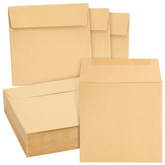 60 Pack Square Envelopes 5.5 x 5.5 Craft Invitations for Weddings, Baby Shower, Graduation Party Supplies, Small Businesses, Kraft Paper Material Envelopes, Brown {1}