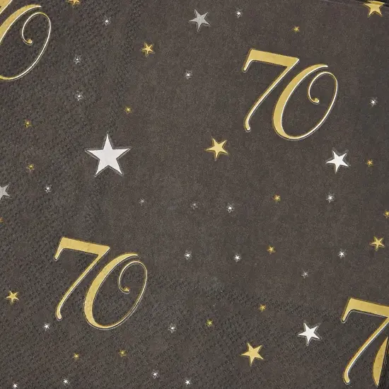 70th Birthday Party Decorations, Paper Napkins (6.5 x 6.5 In, Black, 100 Pack) {3}