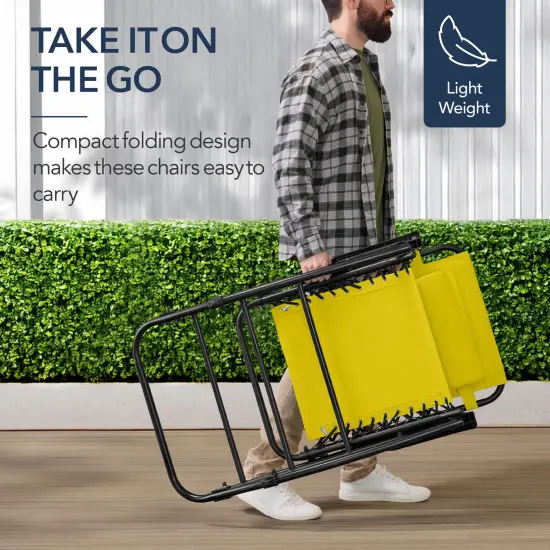 Best Choice Products Folding Outdoor Zero Gravity Rocking Lounge Chair w/ Headrest Pillow Sunflower Yellow {4}