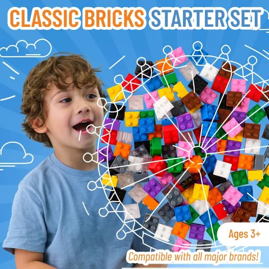 Strictly Briks Classic Bricks Starter Kit, 12 Colors, 144 Pieces, 2x2 Inches, Building Creative Play Set for Ages 3-14, 100% Compatible with All Major Brick Brands Multicolor {2}