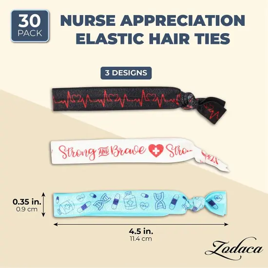 Elastic Hair Ties for Women, Nurse Appreciation Gifts (3 Colors, 30 Pack) Multicolor {2}