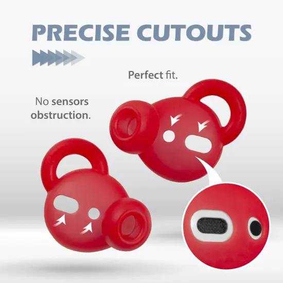 Insten 3 Pairs Ear Hooks Tips Compatible with AirPods 1 & 2 Earbuds, Anti-Lost EarHooks EarTips Accessories, Comfortable Soft Silicone Covers, with Storage Box (Not Fit in Charging Case) Red {5}
