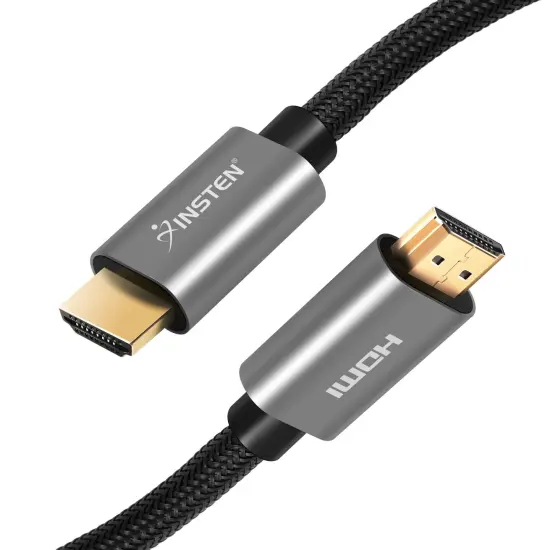 Insten - 2 Pack 1.5 Feet HDMI Male to Male Cable, 2.1 Version, 8K 60Hz, 48Gbps, Gold Connectors, Nylon Braided, Black {3}