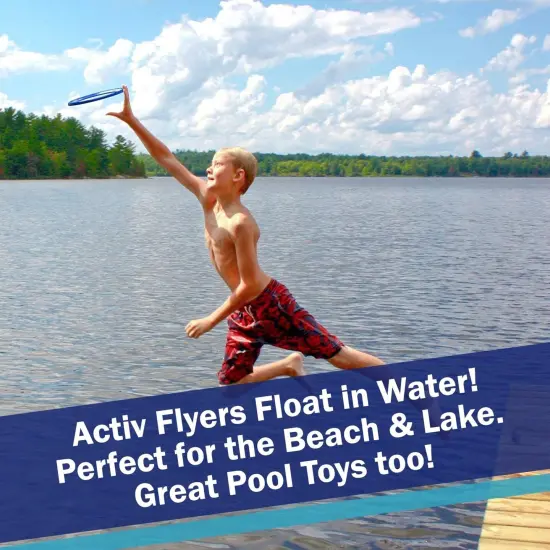 Activ Life 2 Pack Flying Rings for Kids, Fun Beach Toys, Gifts for Boys & Girls Aged 3-14, Cool Family Outdoor Games, Play at Swimming Pool, Playground, Basket Fillers Birthday Presents, Navy/ Teal {4}