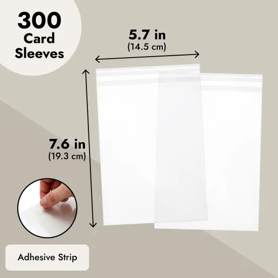 300 Pack Clear Greeting Card Sleeves, Transparent Envelopes for 5x7 Invitations, Photos (7.6 x 5.7 In) White {5}