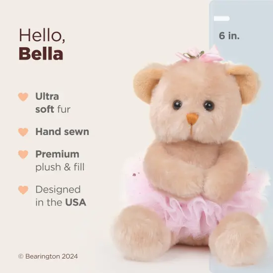Bearington Collection Bella Plush Ballerina Teddy Bear Stuffed Animal, 6 Inch, For Ages 3-14 Brown {2}