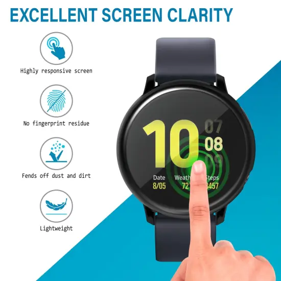 Insten 2-Pack Case Compatible with Samsung Active 2 44mm, Built in Screen Protector Soft TPU Bumper Cover, Full Around Coverage (Clear + Black) {4}