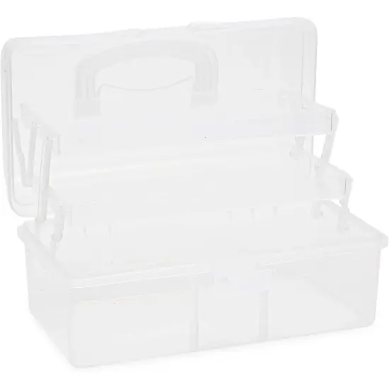 Art and Craft Supply Case, Clear Storage Art Tool Box, Organizer with 2 Trays (9 x 5 x 4.25 in) {5}
