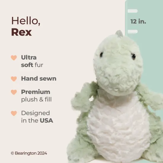 Bearington Rex The T-Rex Dino Plush, 12 Inch Dinosaur Stuffed Animal, For Ages 1-14 Green {2}
