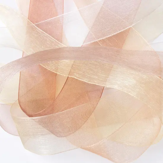 Sheer Ribbon Organza Ribbon 1 Inch x 150Yd 6 Rolls Brown Sheer Chiffon Ribbon Sheer Organza Ribbon Clear Fabric Ribbon for Gift Wrapping Wedding Bouquet Christmas Tree Decor Bows DIY Crafts {6}