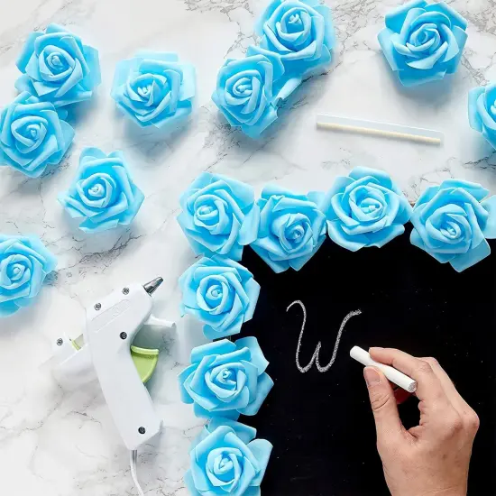 Juvale 100 Pack Light Blue Artificial Flowers - 3 Inches, Fake Carnations for Wedding, Bridal Shower & Valentine's Day Decorations, Arts and Crafts {7}