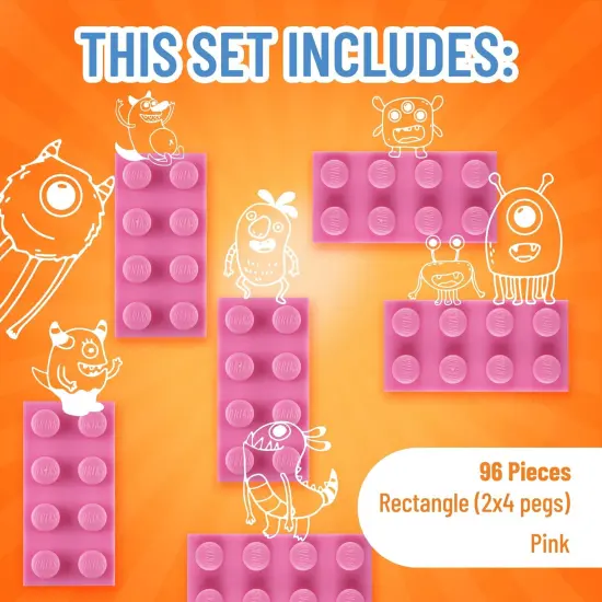 Strictly Briks Classic Bricks Starter Kit, Pink, 96 Pieces, 2x4 Studs, Building Creative Play Set for Ages 3-14, 100% Compatible with All Major Brick Brands {3}