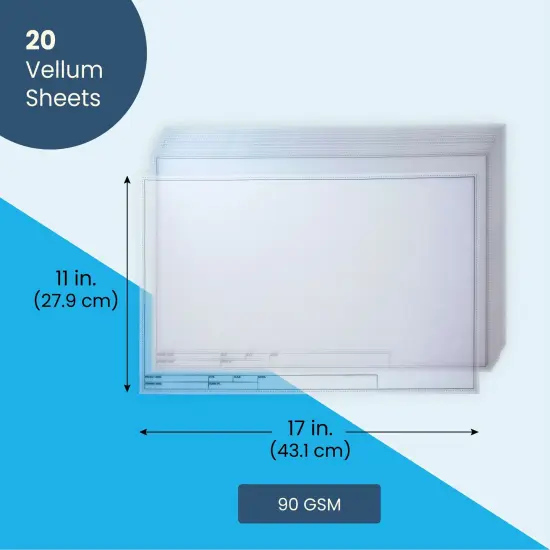 Bright Creations 20 Sheet Vellum Paper 11x17 Inch, Architecture Paper, Translucent Drafting Sheets with Engineer Title Block, Tracing Paper for Detailed Floor Plans and Drawings White {2}