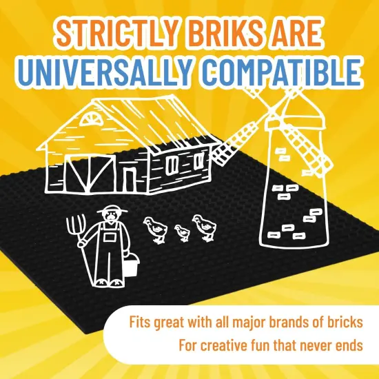Strictly Briks Large Classic Stackable Baseplates, For Building Bricks, Bases for Tables, Mats, and More, 100% Compatible with All Major Brands, Black, 1 Piece, 10x10 Inches, Ages 3-14 {4}