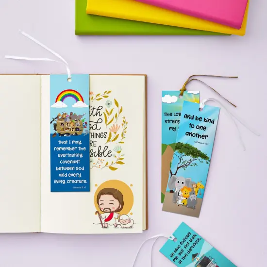 72 Pack Christian Bookmarks Bulk, Religious Scripture, 12 Bible Verse Quotes for Kids (6 x 2 x 0.1 In) Multicolor {3}