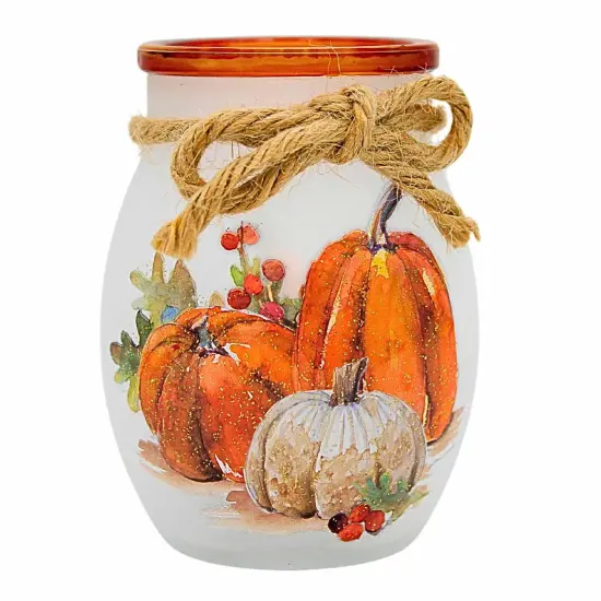 Stony Creek 4.0 Inch Pumpkins Pre-Lit Small Jar Thanksgiving Lighted Glass Accent , Thanksgiving Decor Fall Thanksgiving BERRIES {3}
