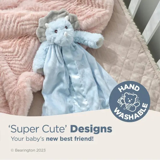 Bearington Baby Lil’ Tracer Snuggler, 15 Inch Light Blue Dinosaur Plush Stuffed Animal Security Blanket Lovey for Babies, For Ages 0-3 {3}