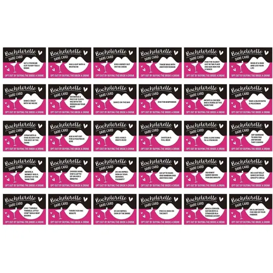 Pack of 30 Bachelorette Party Game - Bachelorette Dare Cards Scratch Off Cards - Perfect for Girls Night Out, Bridal Parties, Bridal Showers, Hot Pink & Black Cards {5}
