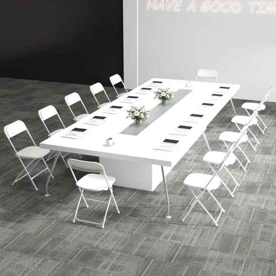 4 Pack Metal Folding Chairs with Plastic Seat and Back-White {5}