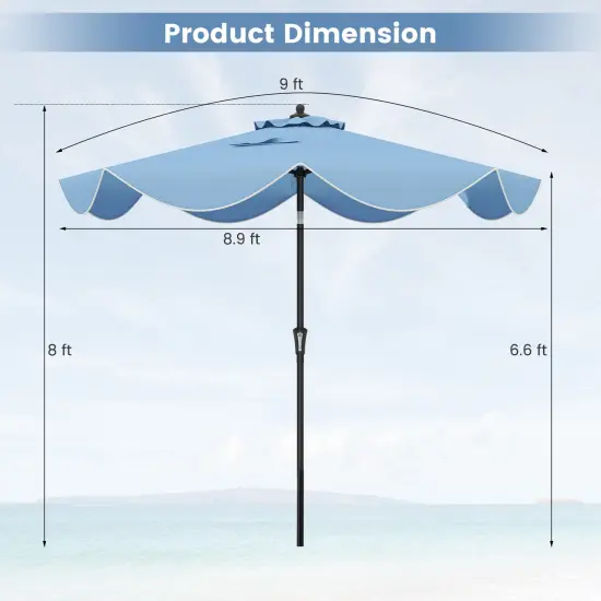 9 FT Outdoor Patio Umbrella with Crank Handle, Push Button Tilt, UV-Resistant Canopy for Sun Protection Navy {4}