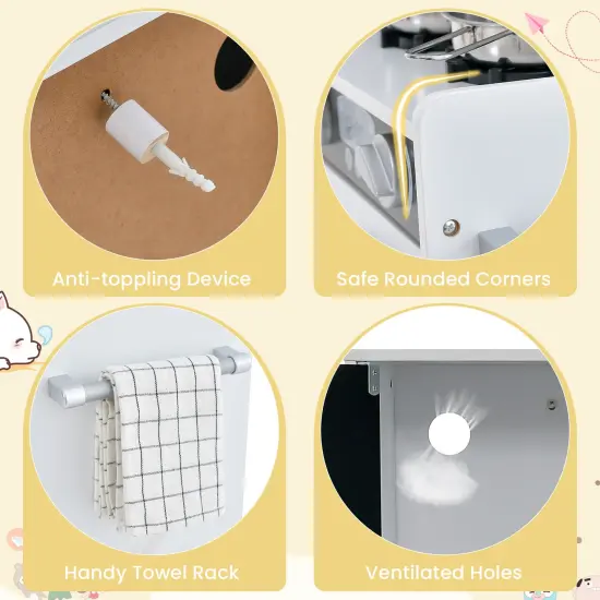 Wooden Pretend Play Kitchen Set for Toddlers, Boys & Girls Ages 3-6 with Cooking Accessories White {5}