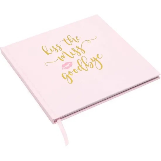 Kiss the Miss Goodbye, Bachelorette Party Notebook Keepsake (8.3 x 8.3 In, Pink) {4}