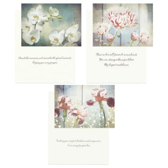 Floral Sympathy Cards with Envelopes for Funeral, Memorial, Condolence, 6 Designs (5 x 7 In, 24 Pack) Multicolor {7}