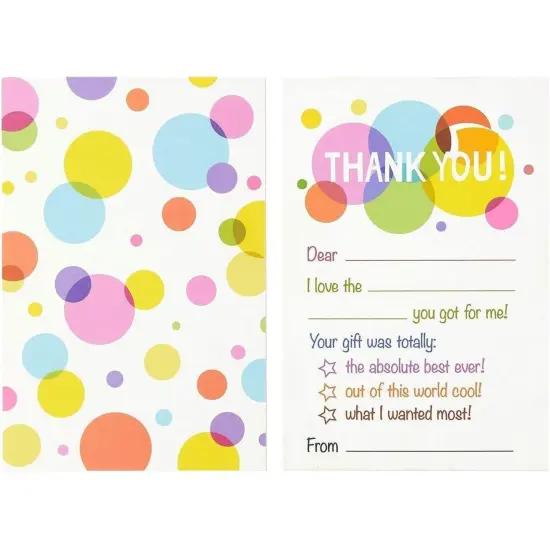 50-Pack Thank You Cards Bulk Set - Blank on the Inside, Polka Dot Designs - Includes Envelopes, 4 x 6 Inches White {7}