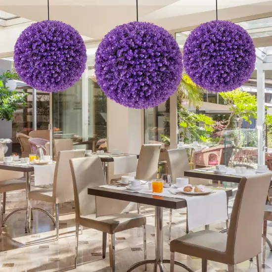 Faux Purple Eucalyptus Decorative Balls with 7 Layers Leaves for Backyard Porch Garden and Wedding {6}