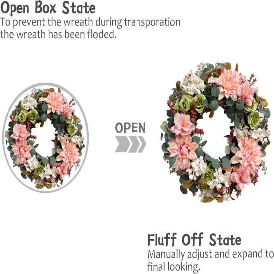 18&rdquo; Silk Dahlia Rose Front Door Summer Floral Wreath - Summer Floral Decor, Farmhouse Wall & Wedding Home Decor (Indoor/Outdoor) {4}