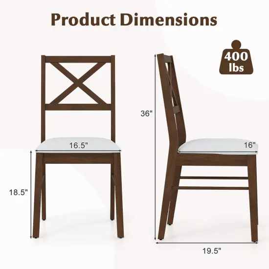 Upholstered Side Dining Chairs Set of 2 with Rubber Wood Frame and Padded Seat Brown {4}