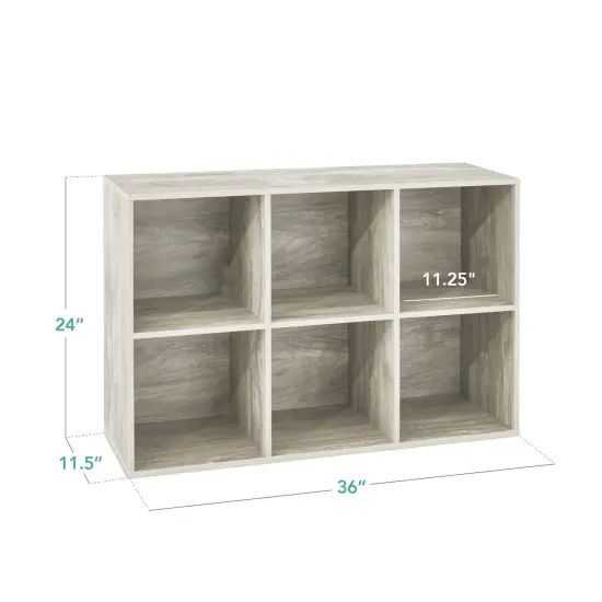 Best Choice Products 6-Cube Bookshelf, 11in Display Storage System, Organizer w/ Removable Back Panels Whitewash {2}