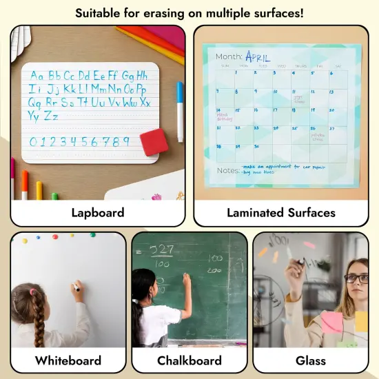 24 Pack Square Magnetic Mini Dry Erase Board Erasers for Teachers, Classroom Whiteboard, School Supplies, Bulk (4 Colors, 1.96 x .74 in) {5}