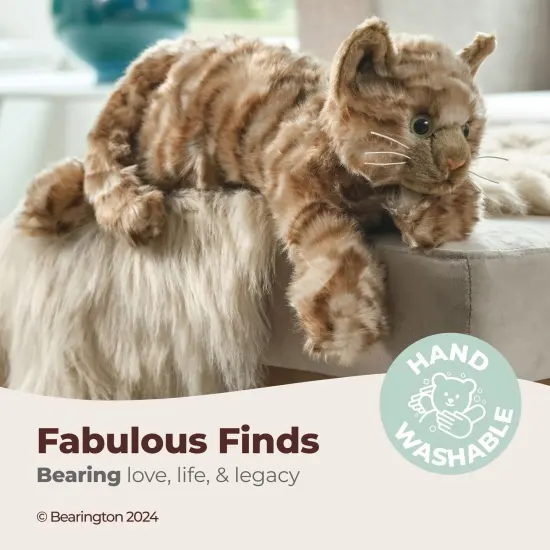 Bearington Collection Louie Cat 15 In Stuffed Animals Tabby Cat Plush Toy - Stuffed Cats That Look Real - Plushies for Kids, For Ages 3-14 Brown {3}