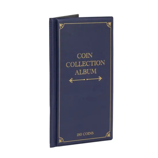 2 Pack Coin Collection Album, Holds Up To 180 Coins Each (6.5 x 11.4 inch, 10 Currency Pages, Dark Blue) {3}