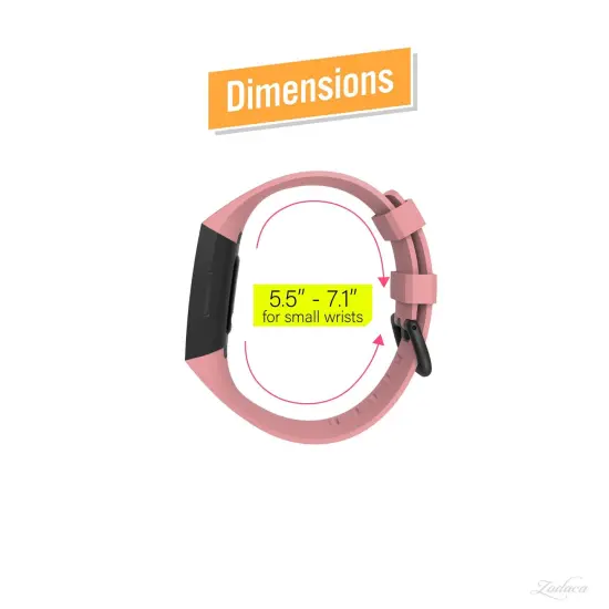 Zodaca Silicone Watch Band Compatible with Fitbit Charge 3, Charge 3 SE (Small), and Charge 4, Fitness Tracker Replacement Bands, Pink {5}