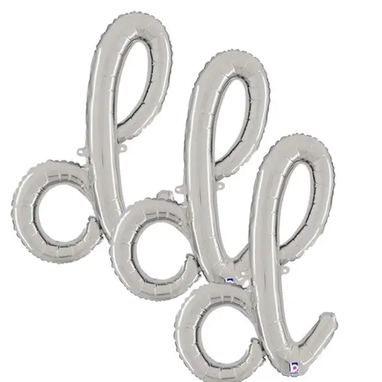 24 Inch Script Letter D Silver Air Fill Only Balloon {6}