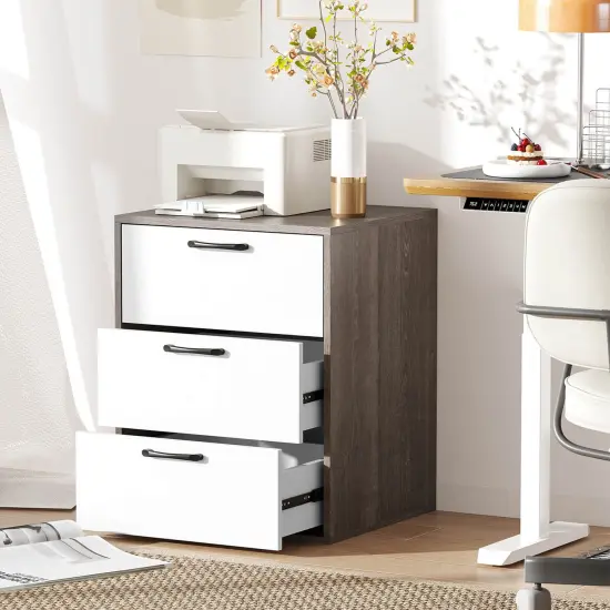 Costway 3 Drawer Dresser Chest of Drawer Storage Cabinet with Wide Storage Space Organizer {2}