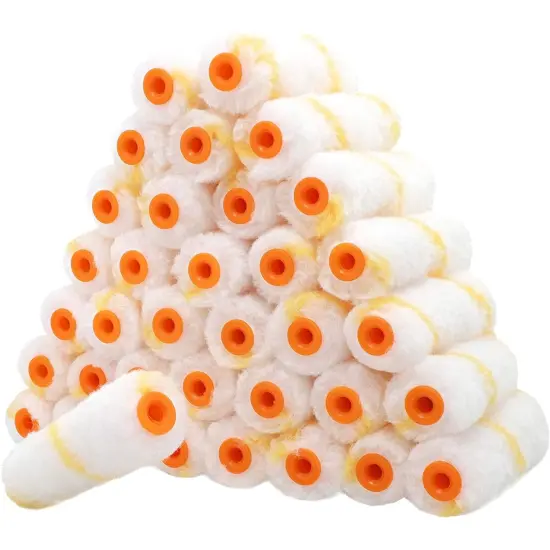 36 Pack Mini Paint Roller Covers, Painting Supplies, Roller Paint Brush (4 In) White {1}