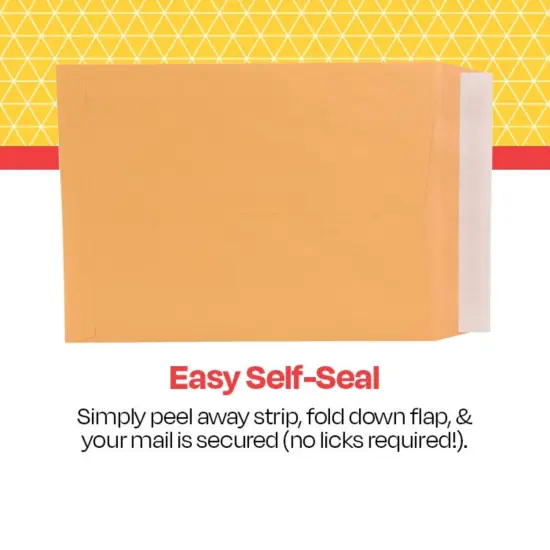 School Smart Kwik-Tak Envelopes, 9 x 12 Inches, 28 lb, Kraft Brown, Box of 100 {4}