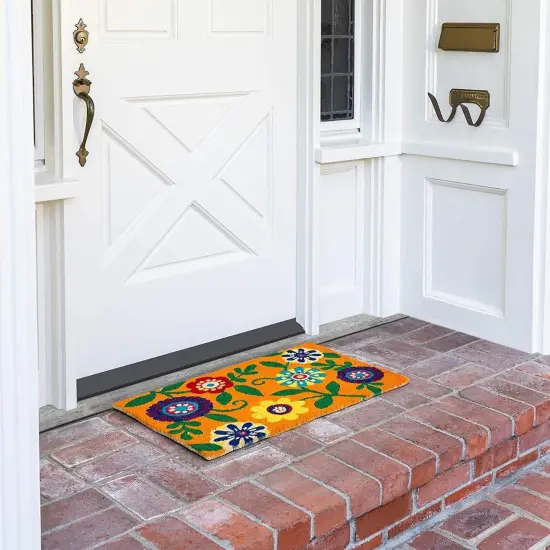 Juvale Summer Welcome Coir Floral Doormat for Outdoor Entrance, 17 x 30 Inches, Ideal for Door Entrance, Patio, Backyard, Laundry Brown {2}