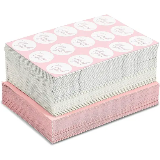 60 Pack Baby Shower Thank You Cards with Pink Envelopes for Girl, 4x6 inch with Clothesline Design and Includes 60 Cute Stickers for Appreciation {7}