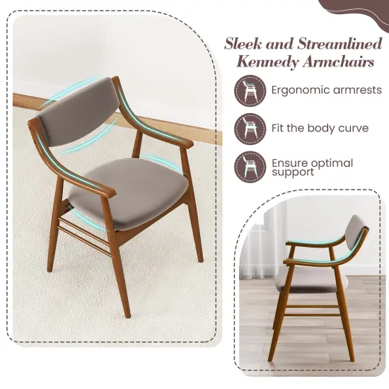 Brown Wooden Dining Chair Set of 2 with Cushioned Seat and Back Support for Comfort Walnut {6}